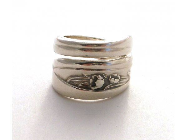 Silver Tulip 1956 Spoon Ring Bypass Style Size 7 8 9 10